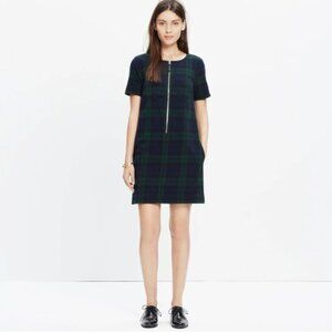 Madewell Navy Blue Hunter Green Plaid Dress Size 4